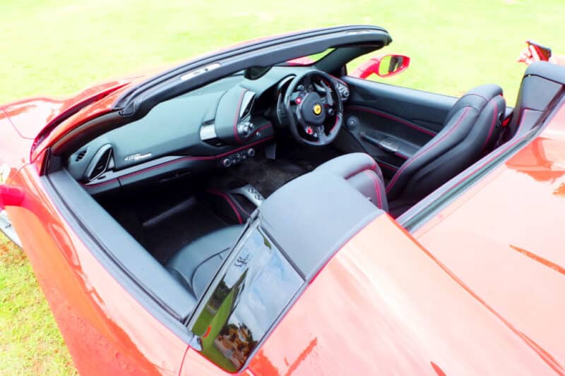 Ferrari 488 Spider cockpit and steering wheel — Prime Cars Rental