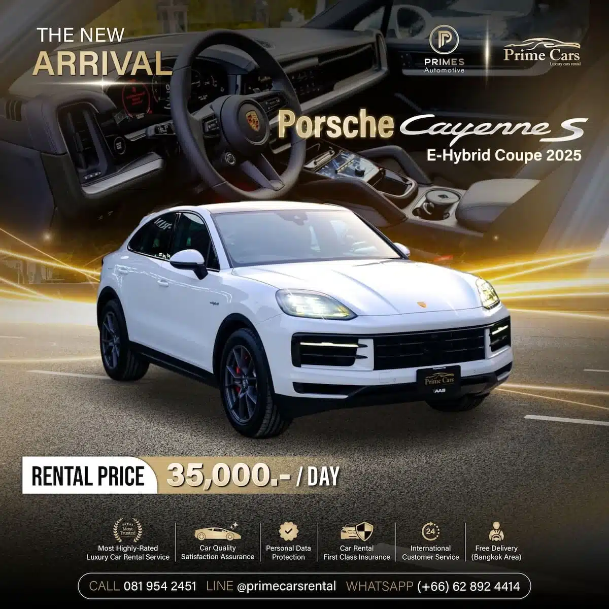 Porsche Cayenne S Coupé rental Thailand hotel delivery