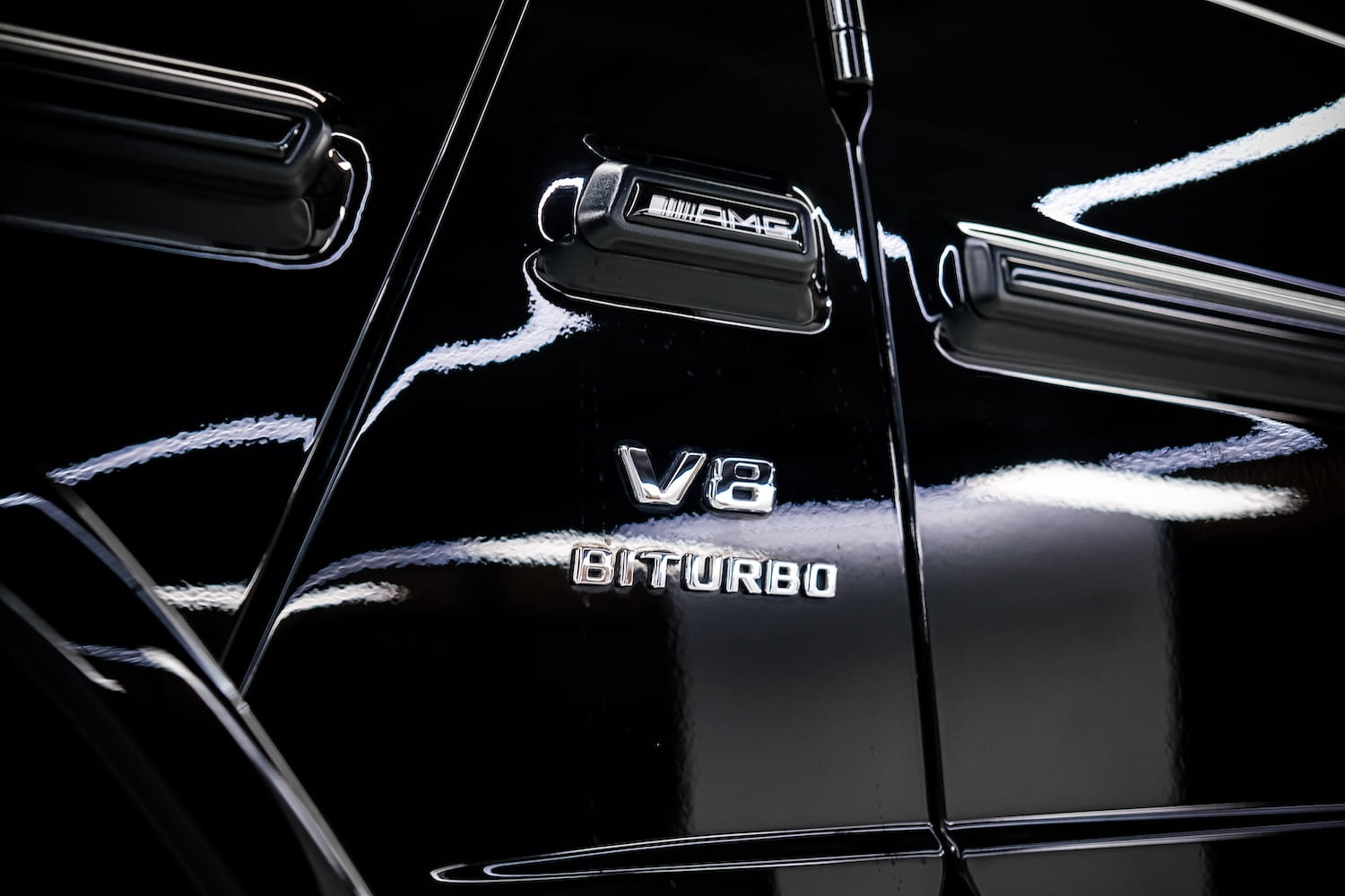 The AMG V8 bi Turbo Engine Badge