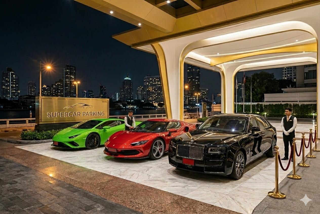 Exotic car rental Bangkok — Lamborghini Ferrari Rolls-Royce fleet ที่ Supercar Parking กรุงเทพ Prime Cars Rental