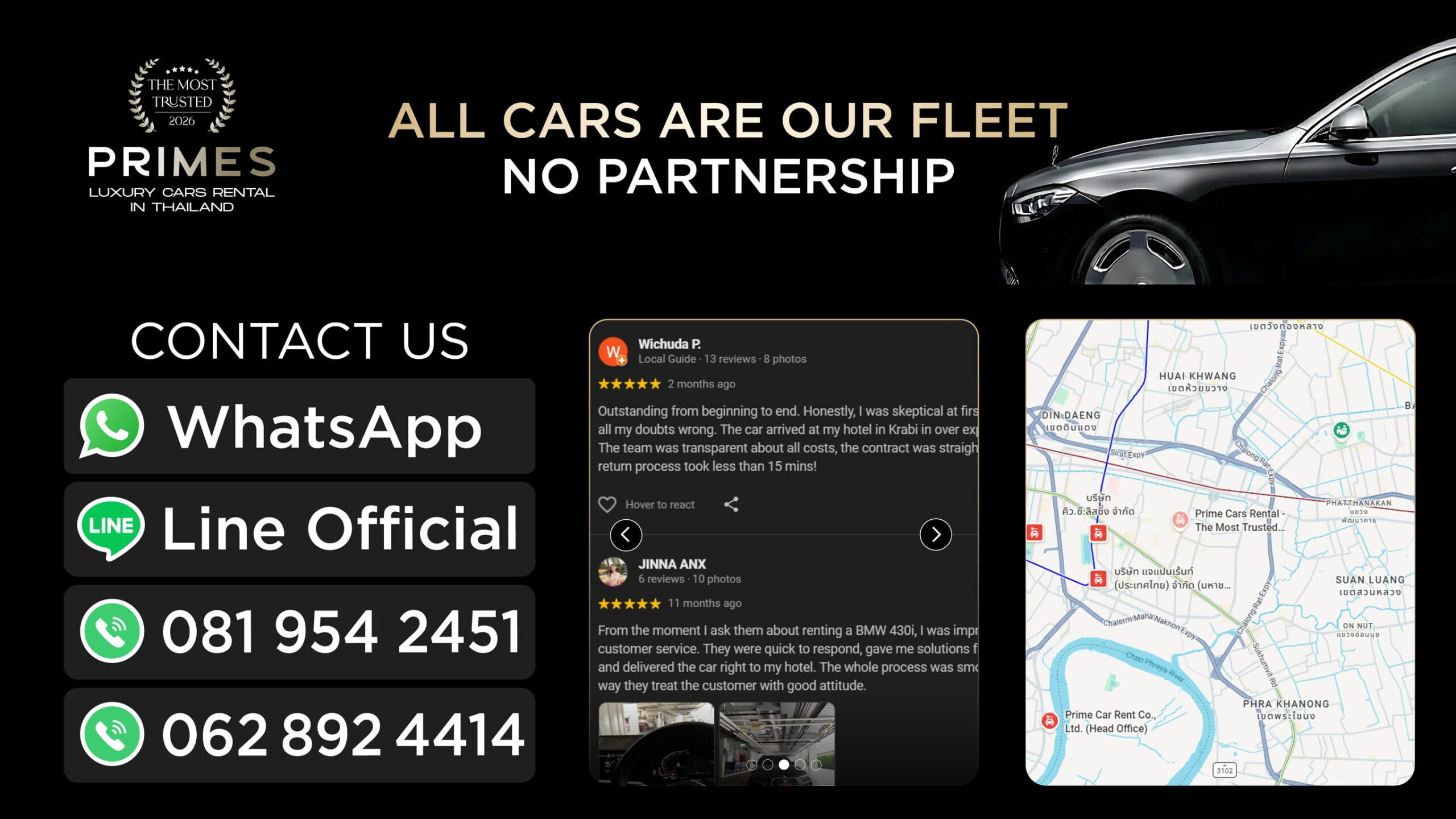 PRIMES Luxury Cars Rental Thailand - Contact & Reservation | WhatsApp Line 081-954-2451 062-892-4414