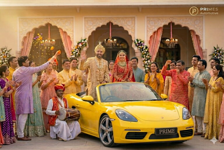 เช่ารถหรูงานแต่งงาน กรุงเทพ — Yellow Porsche Convertible งานแต่งงาน Prime Cars Rental Thailand