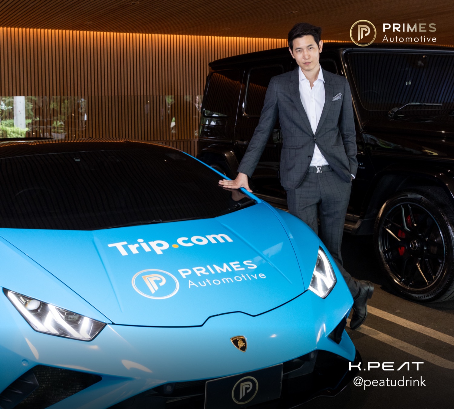 K.PEAT @peatudrink Udrink iDrive กับ Lamborghini Huracán Trip.com PRIMES เช่าซุปเปอร์คาร์กรุงเทพ