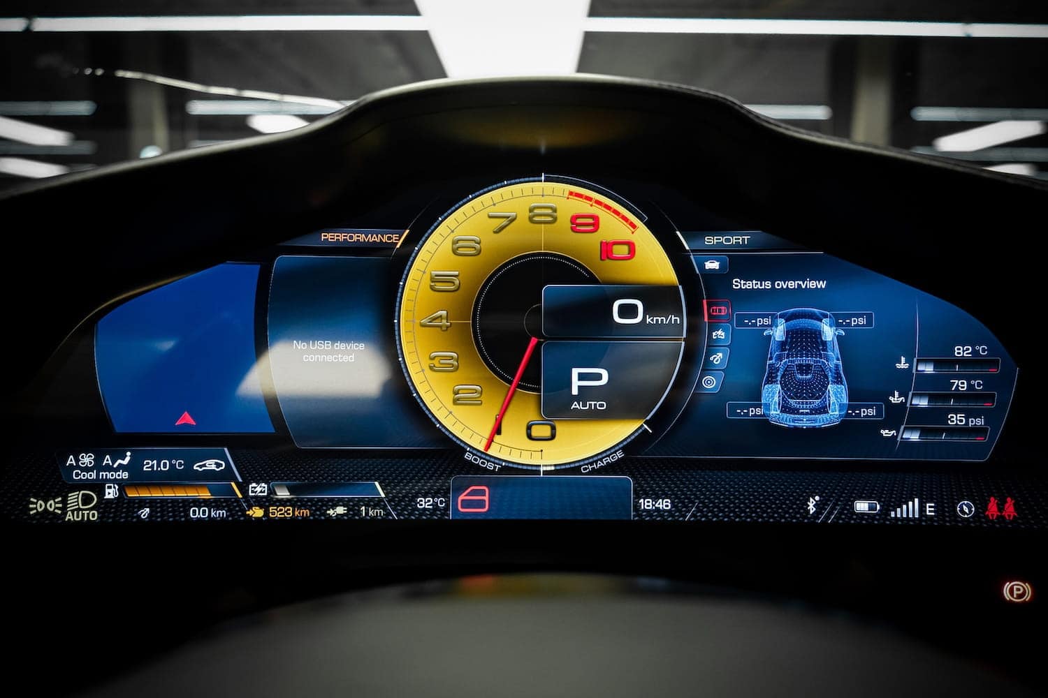 Ferrari 296 GTB digital instrument cluster — Prime Cars Rental Bangkok | เรือนไมล์ดิจิทัล Ferrari 296 GTB สีดำ