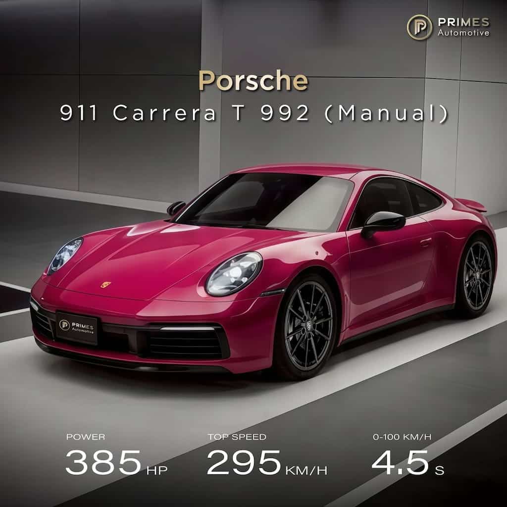 Porsche 911 Carrera T manual sports car rental in Bangkok, Thailand