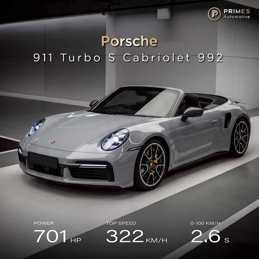 Porsche 911 Turbo S Convertible 992 supercar for rent in Bangkok, Thailand