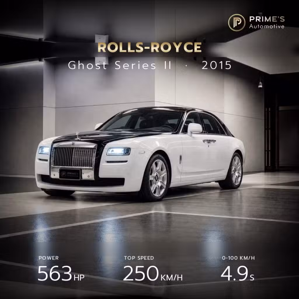 เช่า Rolls-Royce Ghost 2015 กรุงเทพ ตัวถังทูโทนขาว-ดำ V12 563 แรงม้า ราคา 189,000 บาท/วัน | Rent Rolls-Royce Ghost 2015 in Bangkok, 563 PS V12